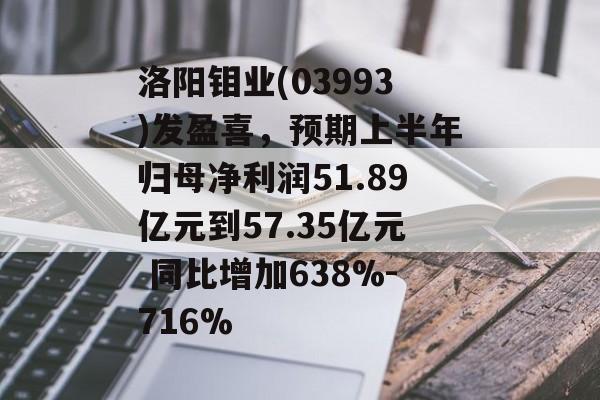 洛阳钼业(03993)发盈喜,预期上半年归母净利润51.89亿元到57.35亿元 同比增加638%-716% 洛阳钼业(03993)发盈喜,预期上半年归母净利润51.89亿元到57.35亿元 同比增加638%-716%