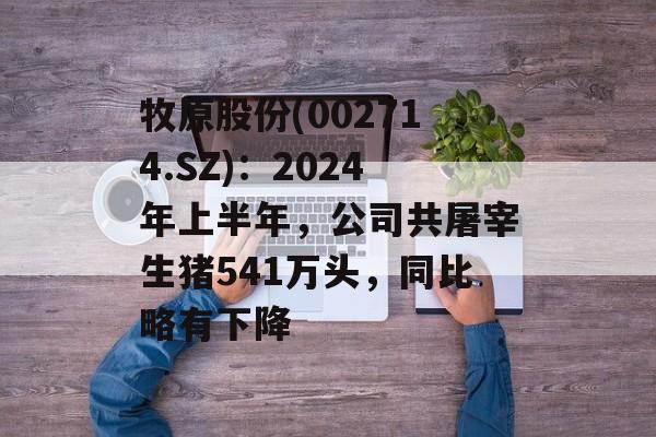 牧原股份(002714.SZ):2024年上半年,公司共屠宰生猪541万头,同比略有下降 牧原股份(002714.SZ):2024年上半年,公司共屠宰生猪541万头,同比略有下降
