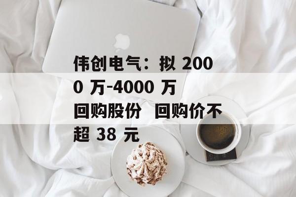 伟创电气:拟 2000 万-4000 万回购股份  回购价不超 38 元 伟创电气:拟 2000 万-4000 万回购股份  回购价不超 38 元