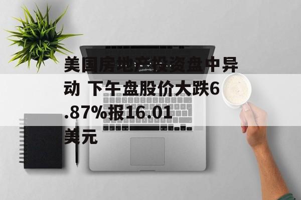 美国房地产投资盘中异动 下午盘股价大跌6.87%报16.01美元 美国房地产投资盘中异动 下午盘股价大跌6.87%报16.01美元