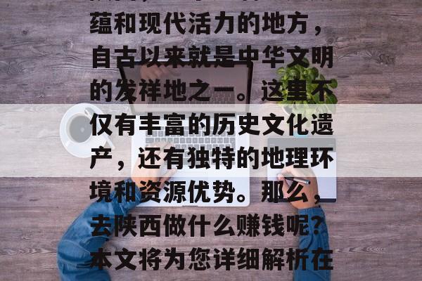 陕西,一个充满历史底蕴和现代活力的地方,自古以来就是中华文明的发祥地之一。这里不仅有丰富的历史文化遗产,还有独特的地理环境和资源优势。那么,去陕西做什么赚钱呢?本文将为您详细解析在陕西的赚钱途径。 陕西,一个充满历史底蕴和现代活力的地方,自古以来就是中华文明的发祥地之一。这里不仅有丰富的历史文化遗产,还有独特的地理环境和资源优势。那么,去陕西做什么赚钱呢?本文将为您详细解析在陕西的赚钱途径。