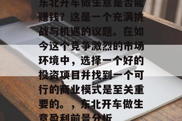 东北开车做生意是否能赚钱？这是一个充满挑战与机遇的议题。在如今这个竞争激烈的市场环境中，选择一个好的投资项目并找到一个可行的商业模式是至关重要的。，东北开车做生意盈利前景分析