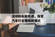 深圳购车新机遇,探索汽车行业赚钱新模式
