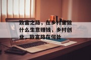 致富之路,在乡村里做什么生意赚钱,乡村创业,致富路在何处 致富之路,在乡村里做什么生意赚钱,乡村创业,致富路在何处