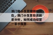 澳门做小生意赚钱吗现在，澳门小生意投资前景分析，如何成功经营一家小生意
