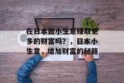 在日本做小生意赚取更多的财富吗?,日本小生意,增加财富的秘籍 在日本做小生意赚取更多的财富吗?,日本小生意,增加财富的秘籍