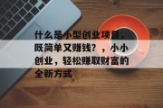 什么是小型创业项目,既简单又赚钱?,小小创业,轻松赚取财富的全新方式