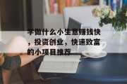 学做什么小生意赚钱快,投资创业,快速致富的小项目推荐 学做什么小生意赚钱快,投资创业,快速致富的小项目推荐