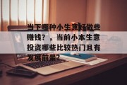 当下哪种小生意好做些赚钱?,当前小本生意投资哪些比较热门且有发展前景? 当下哪种小生意好做些赚钱?,当前小本生意投资哪些比较热门且有发展前景?