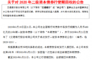 交通银行:赎回2020年二级资本债券