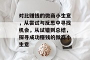 对比赚钱的微商小生意,从尝试与反思中寻找机会,从试错到总结,探寻成功赚钱的微商小生意 对比赚钱的微商小生意,从尝试与反思中寻找机会,从试错到总结,探寻成功赚钱的微商小生意