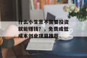 什么小生意不需要投资就能赚钱?,免费或低成本创业项目推荐 什么小生意不需要投资就能赚钱?,免费或低成本创业项目推荐