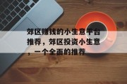 郊区赚钱的小生意平台推荐，郊区投资小生意，一个全面的推荐