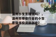 温州小生意赚钱吗？，温州市哪些行业的小生意值得投资和创业?