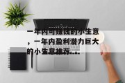 一年内可赚钱的小生意，一年内盈利潜力巨大的小生意推荐