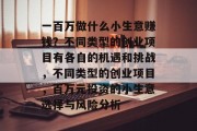 一百万做什么小生意赚钱?不同类型的创业项目有各自的机遇和挑战,不同类型的创业项目,百万元投资的小生意选择与风险分析 一百万做什么小生意赚钱?不同类型的创业项目有各自的机遇和挑战,不同类型的创业项目,百万元投资的小生意选择与风险分析
