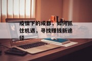 疫情下的成都,如何抓住机遇,寻找赚钱新途径 疫情下的成都,如何抓住机遇,寻找赚钱新途径