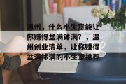 温州，什么小生意能让你赚得盆满钵满？，温州创业清单，让你赚得盆满钵满的小生意推荐