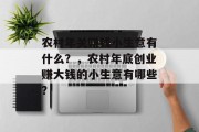 农村年关赚钱小生意有什么?,农村年底创业赚大钱的小生意有哪些? 农村年关赚钱小生意有什么?,农村年底创业赚大钱的小生意有哪些?