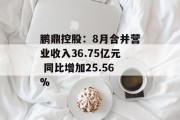 鹏鼎控股:8月合并营业收入36.75亿元 同比增加25.56% 鹏鼎控股:8月合并营业收入36.75亿元 同比增加25.56%