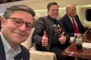 美众议院议长约翰逊晒三人合影:感谢马斯克对政府效率部的贡献