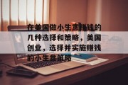 在美国做小生意赚钱的几种选择和策略,美国创业,选择并实施赚钱的小生意策略 在美国做小生意赚钱的几种选择和策略,美国创业,选择并实施赚钱的小生意策略