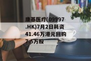 康基医疗(09997.HK)7月2日耗资41.46万港元回购7.5万股