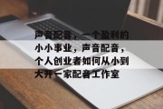 声音配音，一个盈利的小小事业，声音配音，个人创业者如何从小到大开一家配音工作室