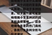 做地摊小生意什么最赚钱?这个问题的答案因人而异,取决于多种因素。以下是一些可能影响地摊小生意利润的因素和选择策略。,适合地摊小生意的热门商机,各类行业盈利分析与投资建议 做地摊小生意什么最赚钱?这个问题的答案因人而异,取决于多种因素。以下是一些可能影响地摊小生意利润的因素和选择策略。,适合地摊小生意的热门商机,各类行业盈利分析与投资建议