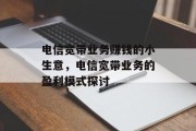 电信宽带业务赚钱的小生意,电信宽带业务的盈利模式探讨