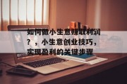 如何做小生意赚取利润?,小生意创业技巧,实现盈利的关键步骤 如何做小生意赚取利润?,小生意创业技巧,实现盈利的关键步骤