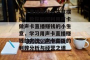 声卡直播赚钱小生意摆摊,教你如何利用声卡做声卡直播赚钱的小生意,学习用声卡直播赚钱的方法,声卡直播的利弊分析与经营之道