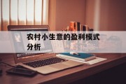 农村小生意的盈利模式分析