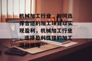 机械加工行业，如何选择合适的加工项目以实现盈利，机械加工行业，选择盈利性强的加工项目策略