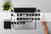 选择正确的行业进行投资,从哪个领域最赚钱?,最赚钱的行业及投资项目分析