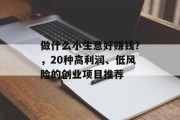 做什么小生意好赚钱?,20种高利润、低风险的创业项目推荐 做什么小生意好赚钱?,20种高利润、低风险的创业项目推荐