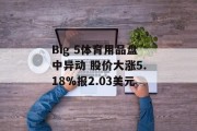 Big 5体育用品盘中异动 股价大涨5.18%报2.03美元 Big 5体育用品盘中异动 股价大涨5.18%报2.03美元