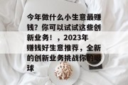 今年做什么小生意最赚钱？你可以试试这些创新业务！，2023年赚钱好生意推荐，全新的创新业务挑战你的眼球