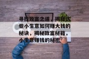 寻找致富之道，揭秘这些小生意如何赚大钱的秘诀，揭秘致富秘籍，小生意赚钱的秘密