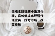 低成本赚钱新小生意代理,高效低成本经营代理业务,找对市场,改变命运 低成本赚钱新小生意代理,高效低成本经营代理业务,找对市场,改变命运