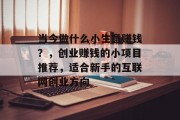 当今做什么小生意赚钱?,创业赚钱的小项目推荐,适合新手的互联网创业方向 当今做什么小生意赚钱?,创业赚钱的小项目推荐,适合新手的互联网创业方向