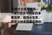 36做个小生意赚钱——探讨投资与创业的多重选择,成功小生意,投资与创业双重选择的探讨