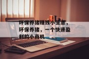 环保养猪赚钱小生意,环保养猪,一个快速盈利的小商机
