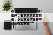 春节前的小生意赚钱好选择,春节前的致富商机,小生意如何在春节期间赚取利润 春节前的小生意赚钱好选择,春节前的致富商机,小生意如何在春节期间赚取利润