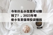 今年什么小生意可以赚钱了?,2023年哪些小生意值得投资赚钱? 今年什么小生意可以赚钱了?,2023年哪些小生意值得投资赚钱?