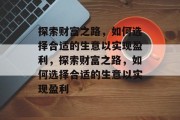 探索财富之路，如何选择合适的生意以实现盈利，探索财富之路，如何选择合适的生意以实现盈利