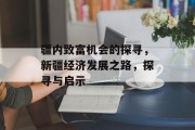疆内致富机会的探寻,新疆经济发展之路,探寻与启示 疆内致富机会的探寻,新疆经济发展之路,探寻与启示