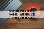 快速赚钱之道，探索多种途径，快速赚钱之道，探索多元化收入途径