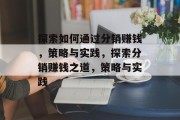 探索如何通过分销赚钱,策略与实践,探索分销赚钱之道,策略与实践