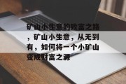 矿山小生意的致富之路，矿山小生意，从无到有，如何将一个小矿山变成财富之源